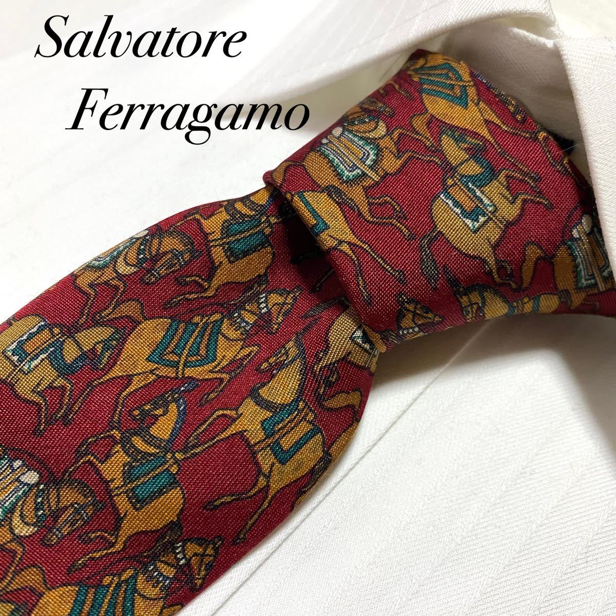 Salvatore Ferragamo Ferragamo красный лошадь общий рисунок шелк галстук 