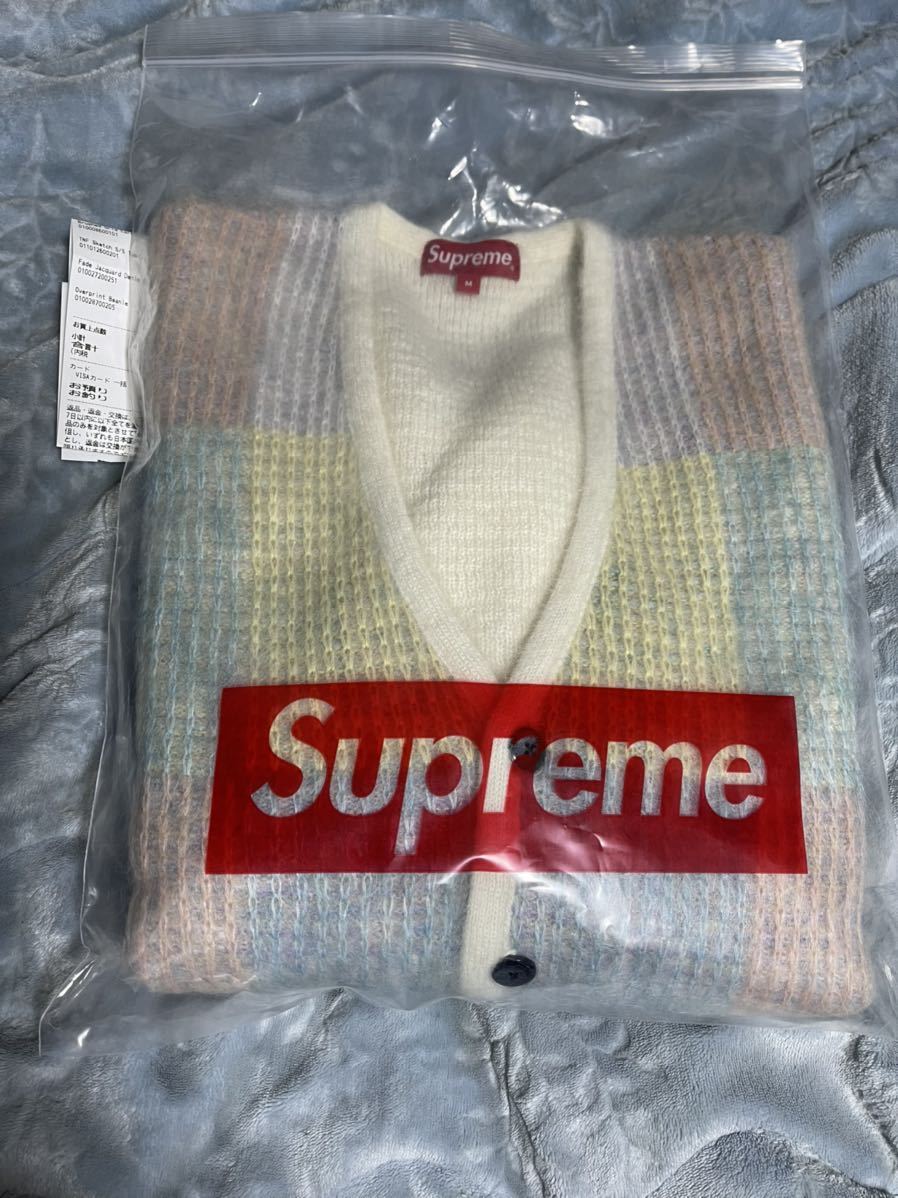 【新品未使用】 22SS 新作 新品 SUPREME シュプリーム BRUSHED GRID CARDIGAN カーディガン セーター WHITE M ホワイト 白色 即決あり_画像2