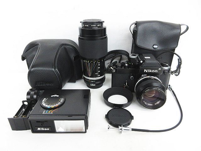 Nikon F2 フィルムカメラ ブラック NIKKOR 50mm 1:1.4 Zoom-NIKKOR 80-200mm 1:4.5 レンズ フラッシュ 動作未確認 ジャンク ★1906_画像1