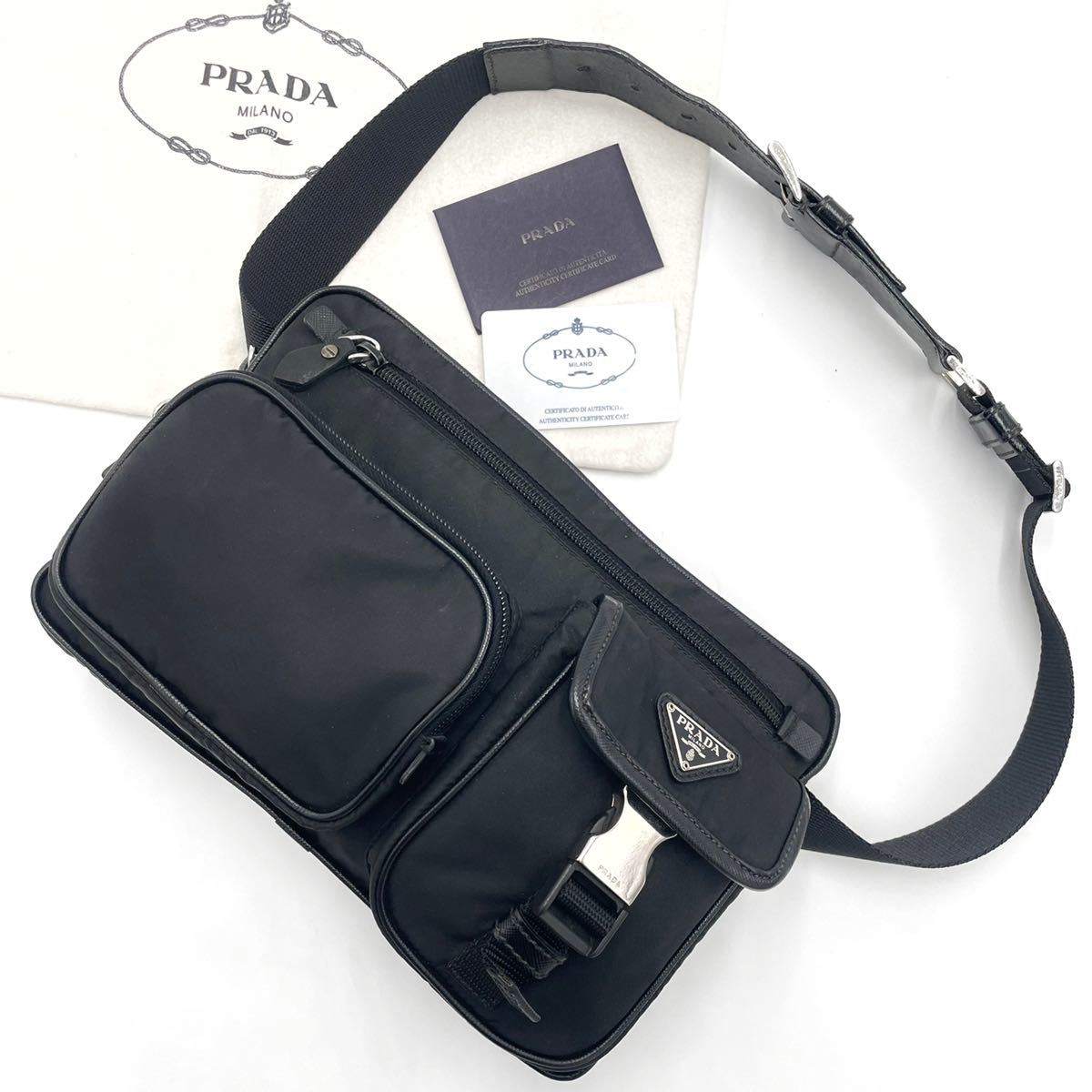 1円【現行希品】PRADA プラダ ウエストポーチ ボディバッグ