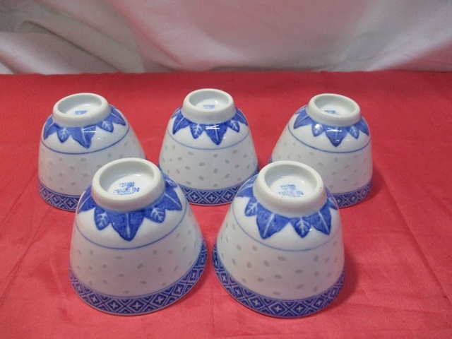 陶器製 茶器 中国「景徳鎮」湯呑 5客 銘あり 検 住まい インテリア キッチン 中華食器の画像3