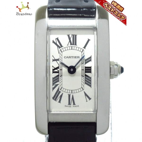 開店祝い Cartier(カルティエ) 腕時計 シルバー SS/アリゲーターベルト/日本限定 レディース WSTA0032 タンクアメリカンミニ タンクアメリカン
