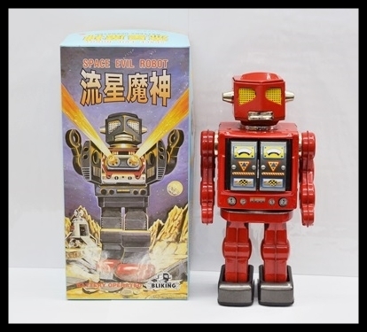 1円~ メタルハウス SPACE EVIL ROBOT 流星魔神 ブリキ ロボット 赤 日本製 おもちゃ ブリキ屋 動作品 ロボット