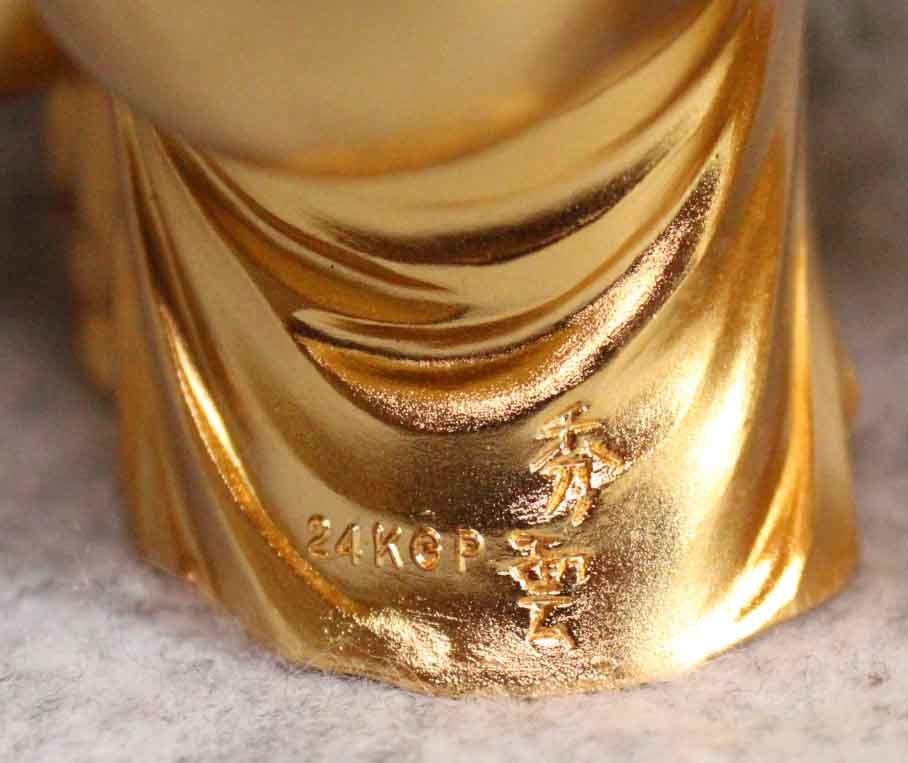 金属工芸□七福神 置物 秀雲 24KGP□在銘 福の神 大黒天 恵比寿 金属工芸□七福神 置物 秀雲 24KGP□在銘 福の神 大黒天 恵比寿