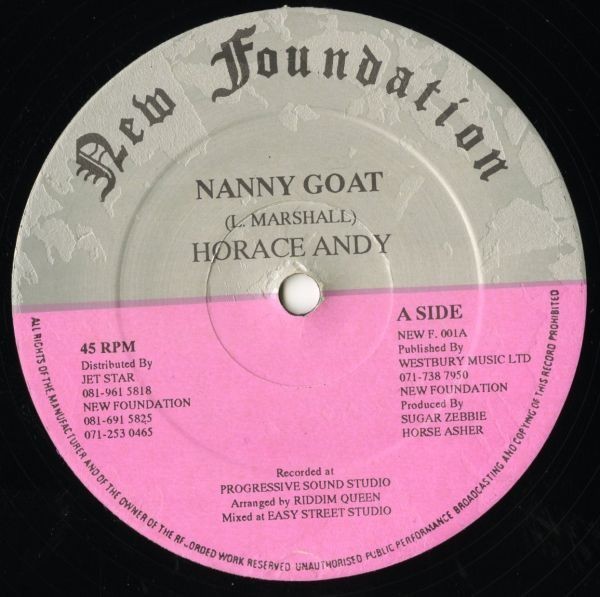 UK盤 12インチ Horace Andy／Nanny Goat【New Foundation】Larry Marshall名曲ダンスホール・カヴァー！90s DANCEHALL 45RPM._画像1