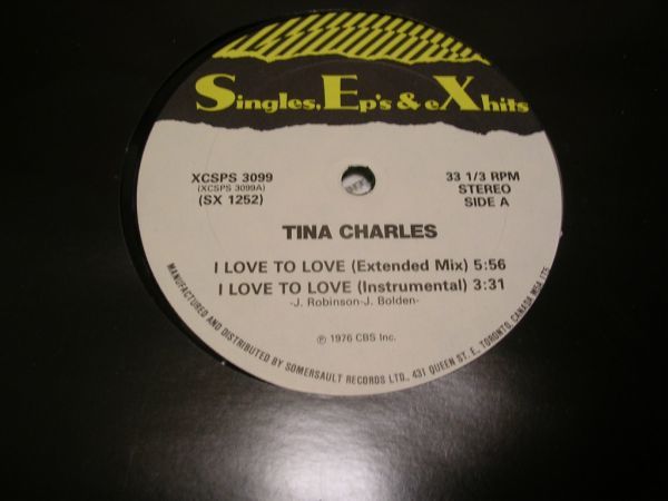 ●SOUL DANCE 12”●Tina Charles/I Love To Love (Extended Mix)_画像1