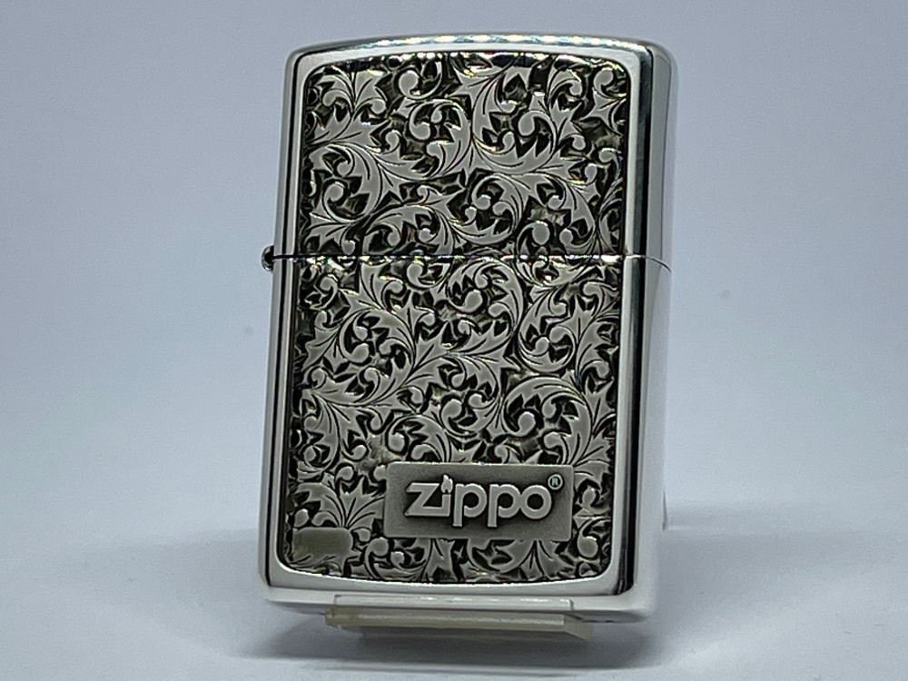 送料無料 ZIPPO[ジッポー] ZP 唐草 #K-8 SV イブシ 電鋳プレート貼り