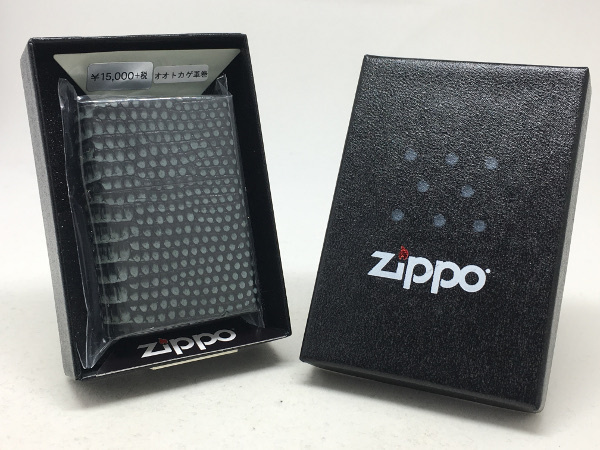 送料無料 ZIPPO[ジッポー]革巻リーズ モニター グレー(本ミズオオトカゲ革巻)_画像3