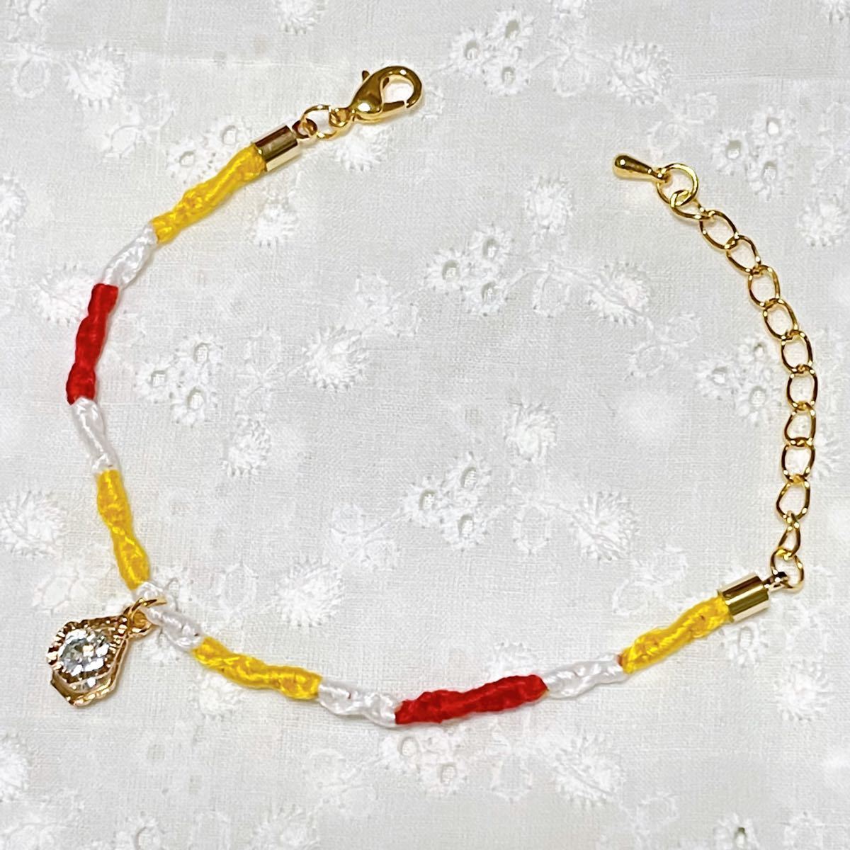 高評価のクリスマスプレゼント No.12 ミサンガ ハンドメイド アンクレット ブレスレット 3本セット アンクレット ワックスコード ライトグレー×ライトピンク×イエロー