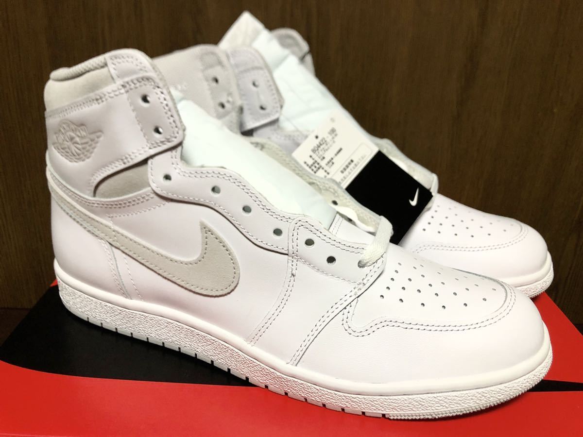 20年製 NIKE AIR JORDAN 1 HI 85 OG ナイキ エアジョーダン オリジナル AJ1【BQ4422-100】WHITE LEATHER ホワイト ナチュラル 白×灰 US12_画像2