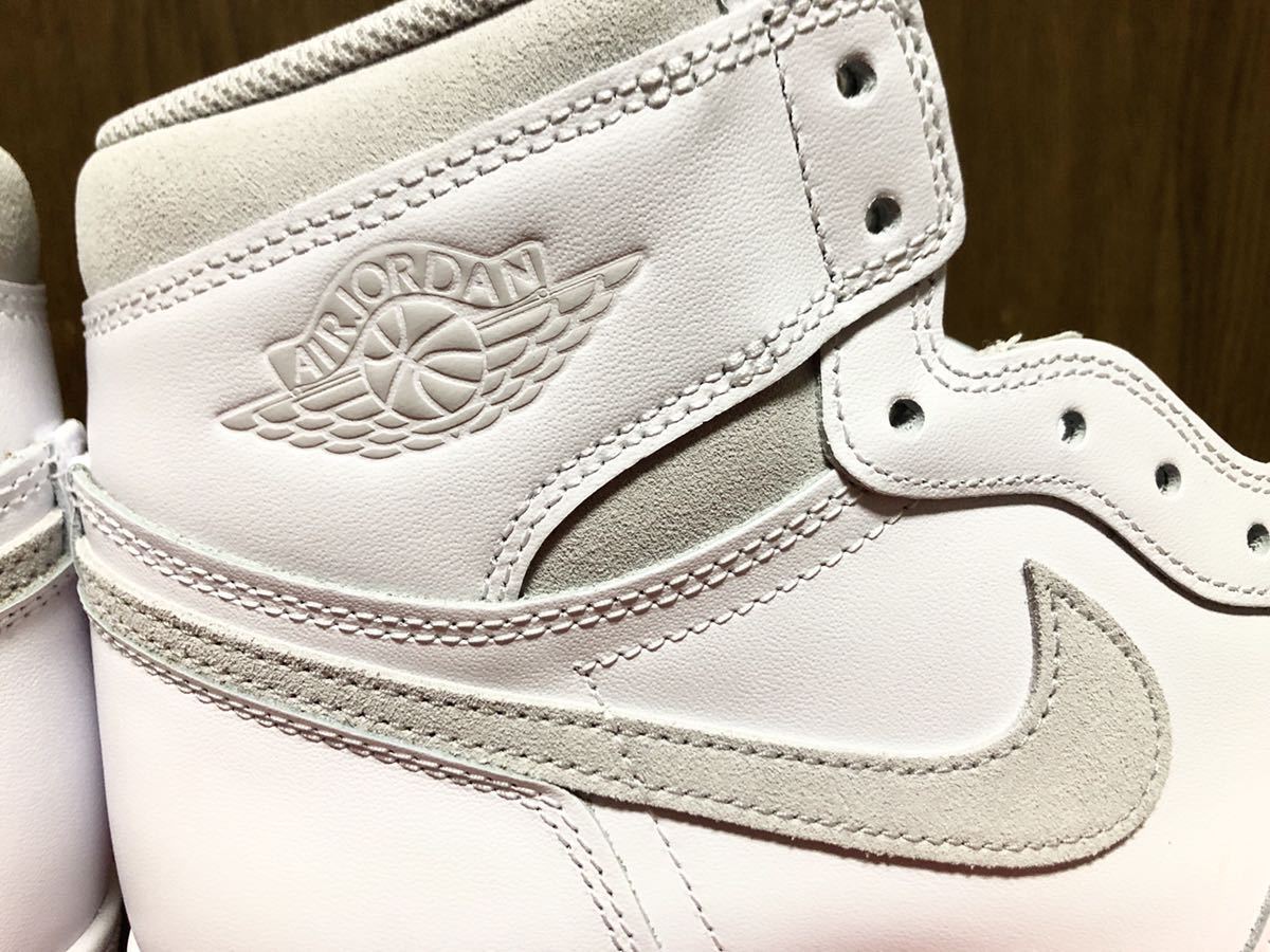 20年製 NIKE AIR JORDAN 1 HI 85 OG ナイキ エアジョーダン オリジナル AJ1【BQ4422-100】WHITE LEATHER ホワイト ナチュラル 白×灰 US12_画像4