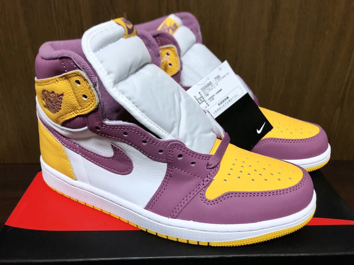 21年製 NIKE AIR JORDAN 1 RETRO HIGH OG OMEGA PSI PHI Brotherhood ナイキ エアジョーダン AJ1【555088-706】パープル イエロー US8_画像2