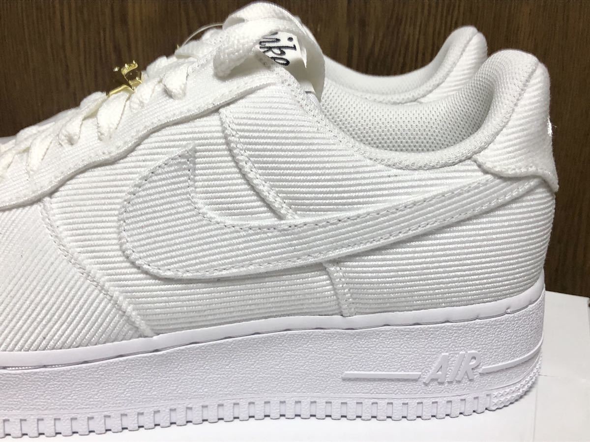 21年製 NIKE AIR FORCE 1 BY YOU UNLOCKED SWOOSH ナイキ エアフォース AF1【DQ1246-991】WHITE CORDUROY ホワイト コーデュロイ 白 US9_画像5