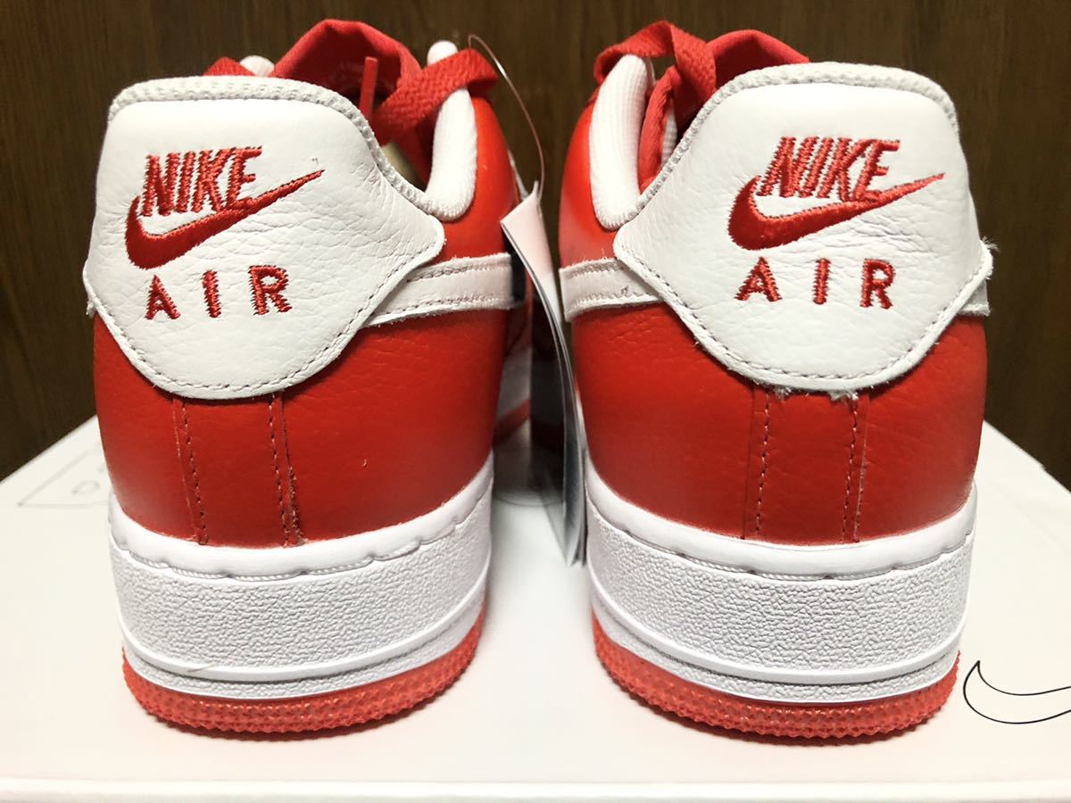 21年製 NIKE AIR FORCE 1 BY YOU UNLOCKED 50th SWOOSH ナイキ エアフォース【DJ7015-991】RES LEATHER レッド レザー 赤×白 US8.5_画像3