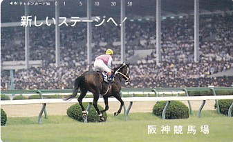 ●阪神競馬場 新しいステージへテレカ_画像1