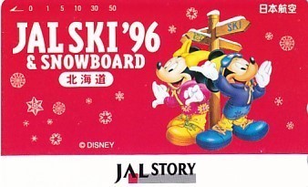 ●JAL日本航空 SKI ディズニーミッキーマウステレカ_画像1