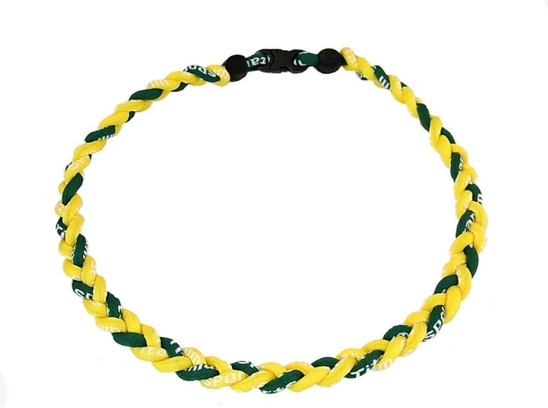 黄 - 緑 三つ編みゲルマニウムネックレス スポーツネックレス 健康ネックレス ゲルマニウムネックレス