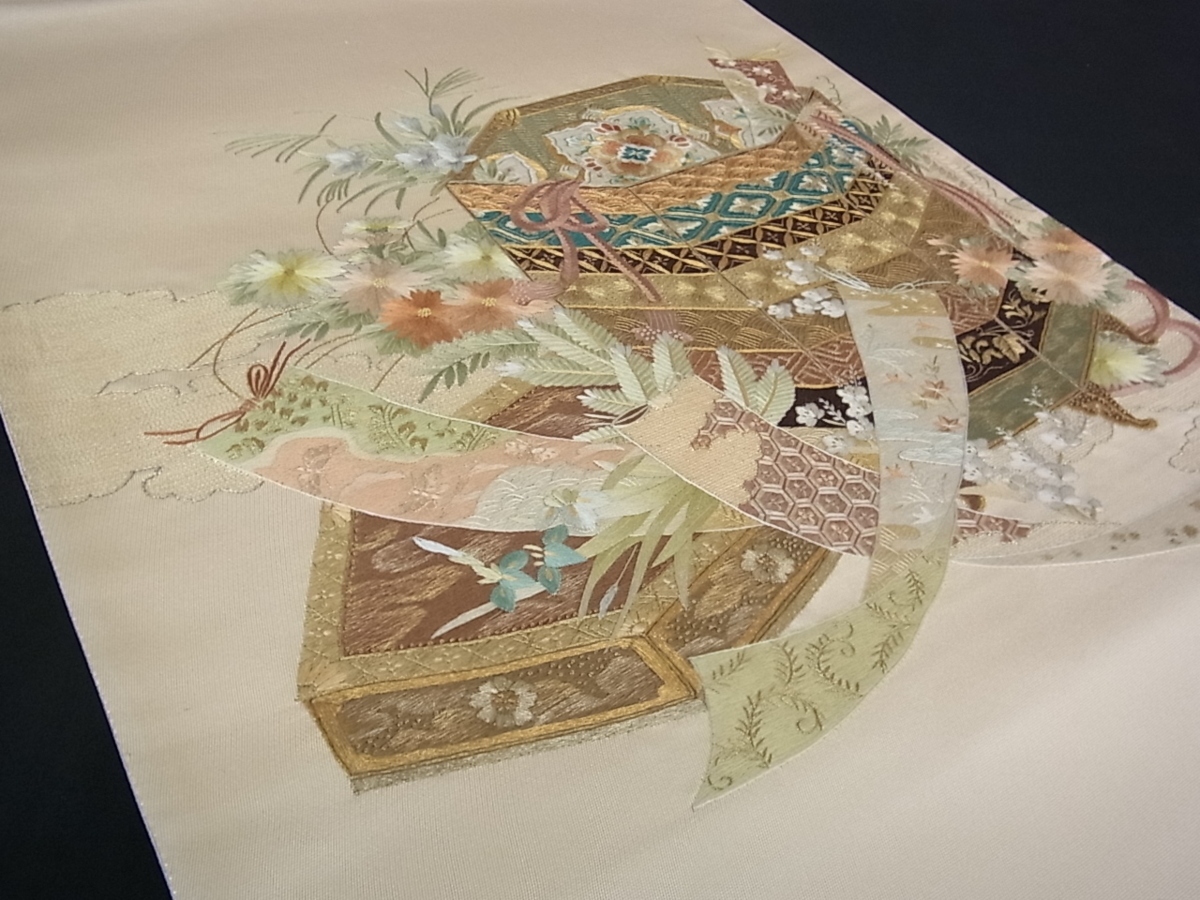 高級 袋帯 正絹 蘇州刺繍 雪英導 人間国宝 手刺繍+sobrape.com.br