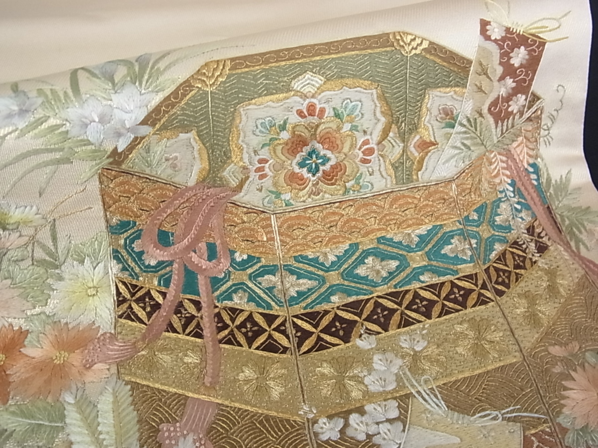 お値下げ】正絹 袋帯 中国伝統仙頭刺繍 人間国宝雪榮導-
