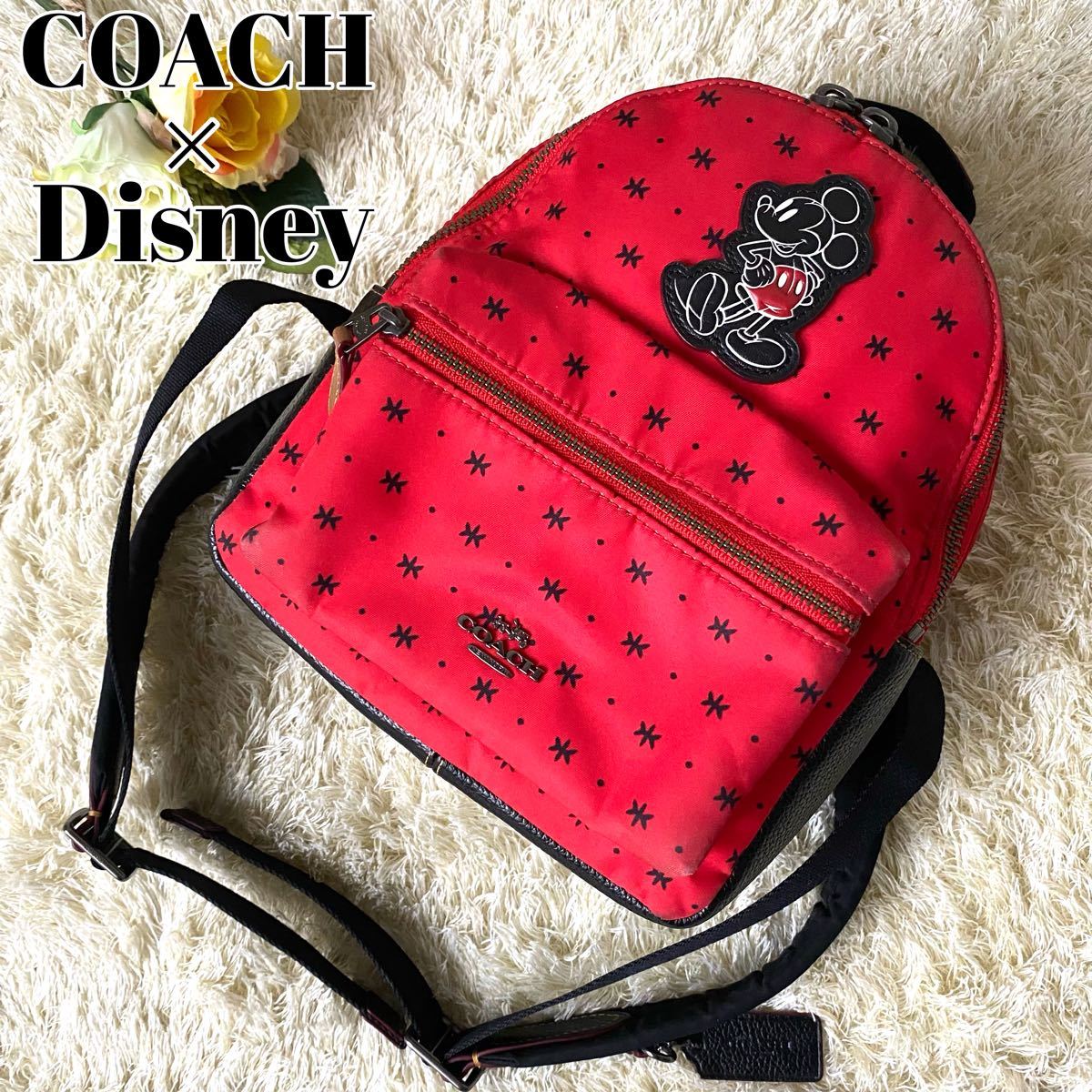 大感謝セール 良品 Coach Disney コラボ ミッキー ミニリュック ペイズリー 赤 リュックサック デイパック メンズファッション ファッション 9 810 Www Firefreeze Com