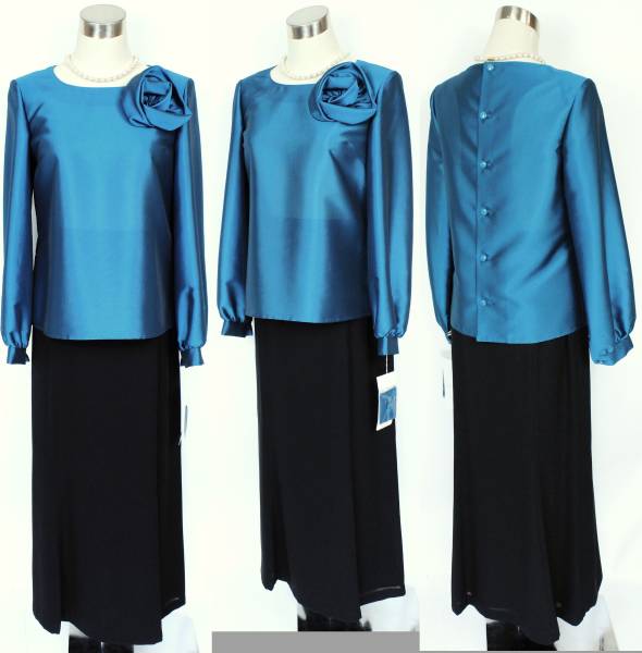  new goods 36300 jpy lapi-n blouse 9 number blue wedding clothes equipment party lady's setup . with corsage 40 fee 50 fee 60 fee 70 fee 