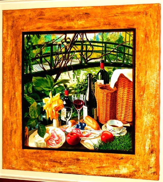 ＊新入荷＊ 版画の原画！アントン・モルナー(ANTON MOLNAR)「ジベルニーのピクニック」キャンバス油彩/写実/リアリズム/大変珍しい作品です_画像2