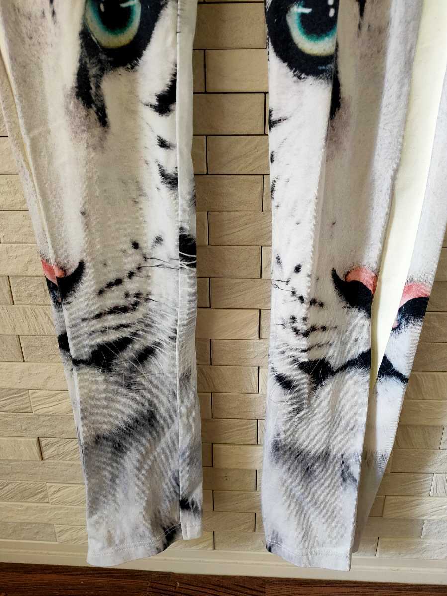 H&M белый Tiger принт боковой линия легкий брюки 160