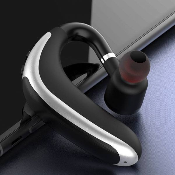 Bluetooth 5.0 ワイヤレス イヤホン ヘッドセット 生活 防水 片耳 ハンズフリー 両耳対応 高音質 耳掛け 耳かけ 軽量 送料無料 白 ホワイト_サンプル画像。商品は白です