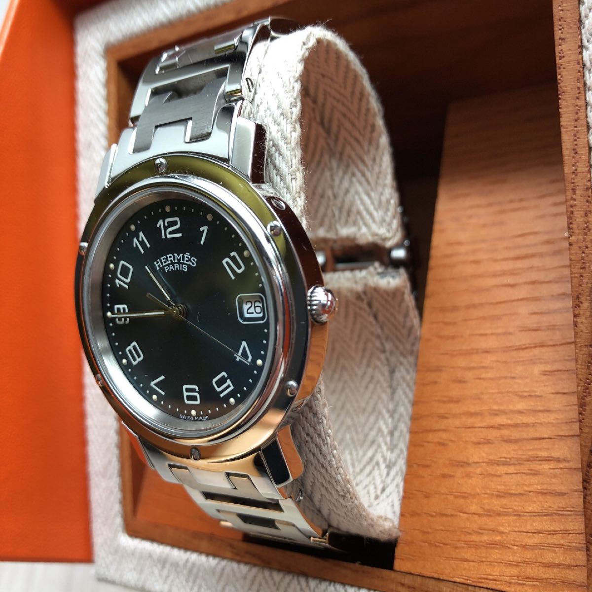 HERMES エルメス クリッパー デイト CL6.710 クォーツ メンズ 時計