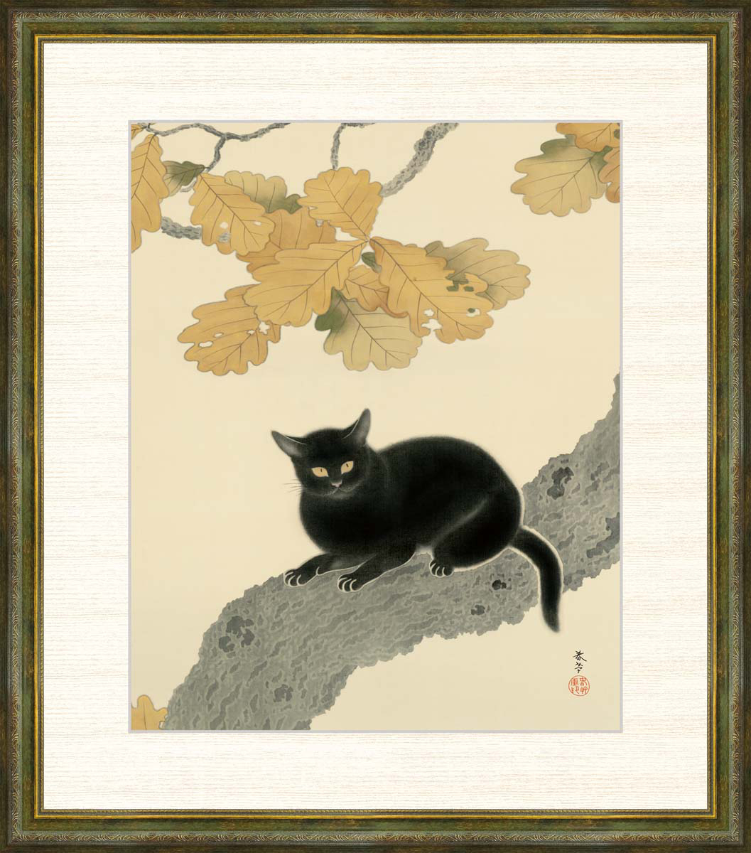 高精細デジタル版画 額装絵画絵画 菱田春草作 「黒き猫」 F8 | www