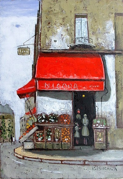 現金特価 楽天市場】油彩画 油彩画 洋画 「パリの街角のカフェ」 (油絵