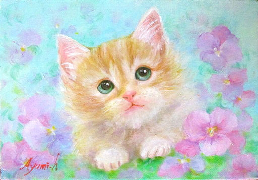 oil painting . Western films ( oil painting picture frame attaching . delivery of goods correspondence possible ) F4 number [ pansy .. cat ] star ..
