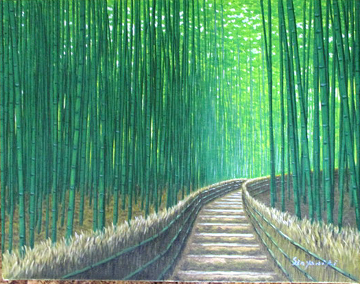 油彩画 洋画 (油絵額縁付きで納品対応可) SM 「竹林3」 新屋敷 一平 油彩画 洋画 (油絵額縁付きで納品対応可) SM 「竹林3」 新屋敷 一平