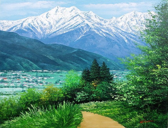 油彩画 洋画 (油絵額縁付きで納品対応可) M20号 「安曇野」 広瀬 油彩画 洋画 (油絵額縁付きで納品対応可) M20号 「安曇野」 広瀬