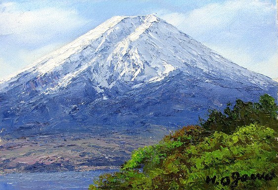 油彩画 洋画 (油絵額縁付きで納品対応可) P3号 「富士山」 小川 久雄-
