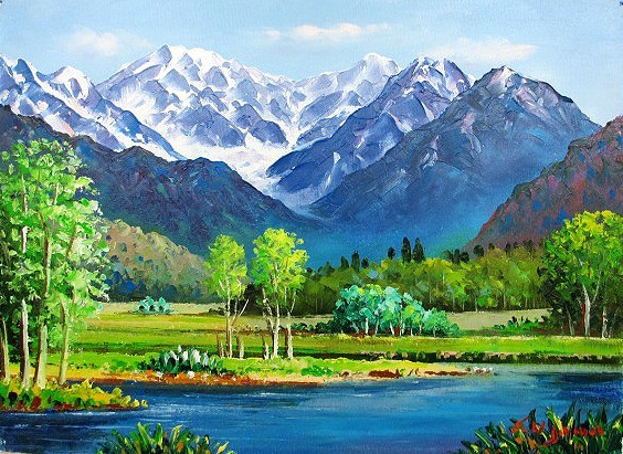 油絵 額縁 羽沢清水 戸隠 絵画 油彩 羽沢清水 穂高 F10 油絵(油彩画 洋画 (油絵額縁