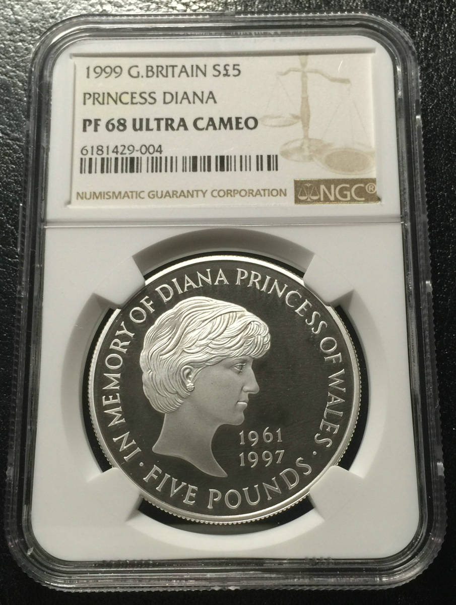 1999 イギリス ダイアナ妃追悼 £5 プルーフ銀貨 NGC PF69UC ④ fecunda