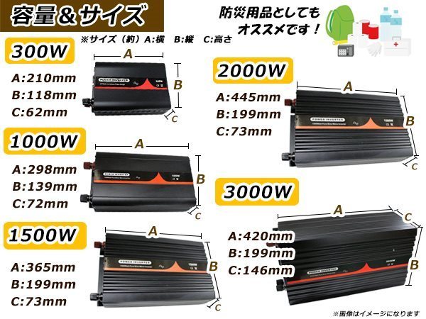 定格3000Ｗ 最大6000W 60Hz DC24V AC100V 純正弦波 インバーター 車中泊 アウトドア 発電機 防災 高品質_画像3