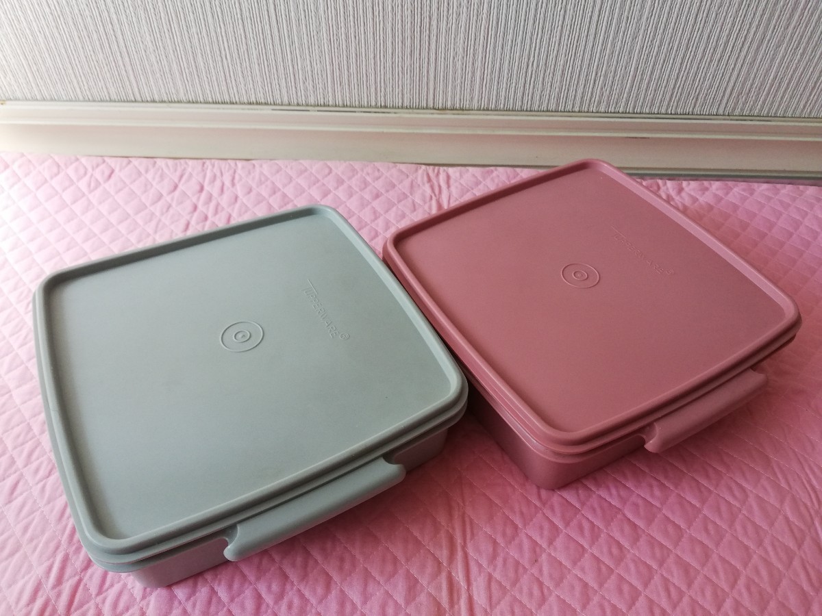 ☆[Tupperware]タッパーウェア☆ランチボックス お重箱 オードブル重★レトロ デュエットと角形保存容器の２種類セット★