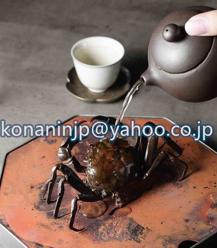 大人気★古銅茶寵置物上海蟹カニ実心銅茶寵可養創意茶振子_画像1