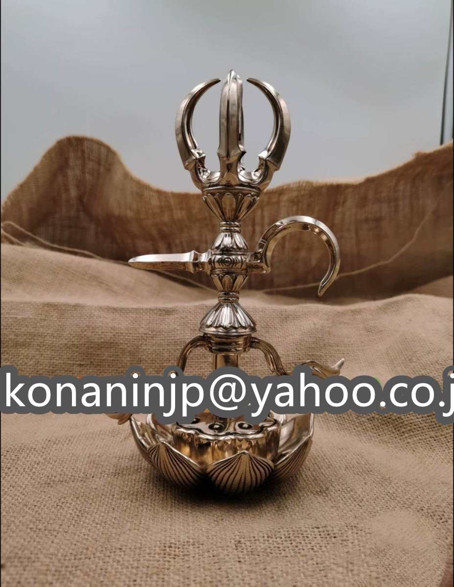 高品質 密教法具 寺院仏具 極上品 愛染明王 五鈷鉤 仏具 仏教美術 銅製 磨き仕上げ 高さ19cm