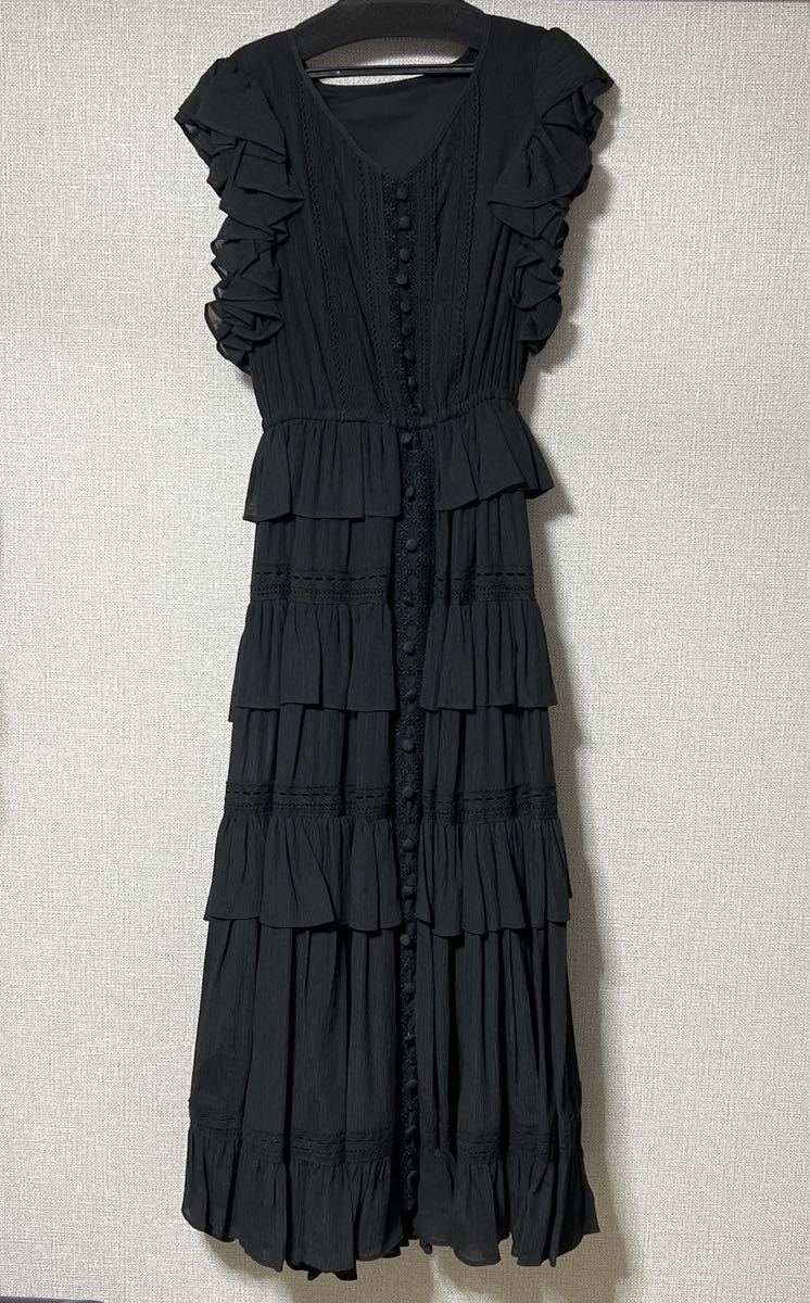 新品 Estella.K エステラケー クレープ ティアードロングドレス ロング