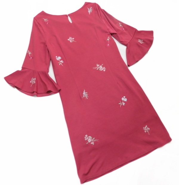  tag equipped unused proportion BODYDRESSING lady's One-piece 2 flower embroidery flair sleeve 
