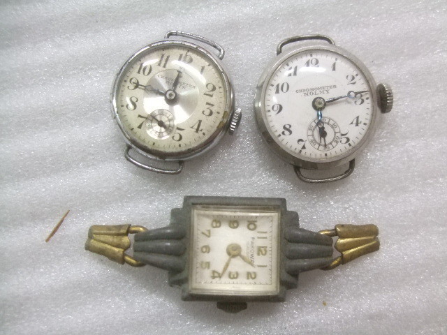 アンティーク クロノメータースモセコなど手巻腕時計3個ジャンク品　J821_画像1