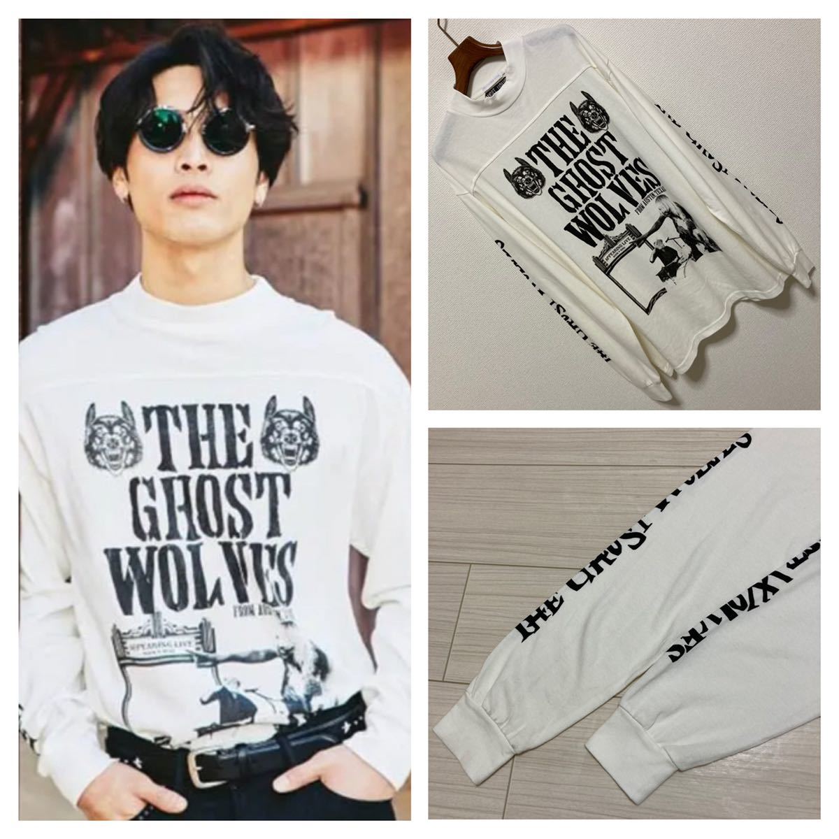 青山限定◆ヒステリックグラマー THE GHOST WOLVES◆ロングTシャツ L 白 ホワイト THEE HYSTERIC XXX 定価16000円 HYS 18ss コラボ ロンT_画像1