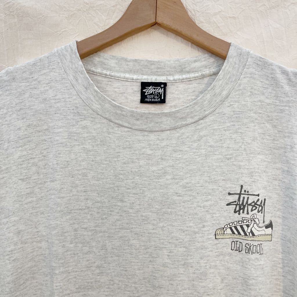 80'S ヴィンテージ STUSSY ステューシー 黒タグ USA製 スーパースターTシャツ L 霜灰