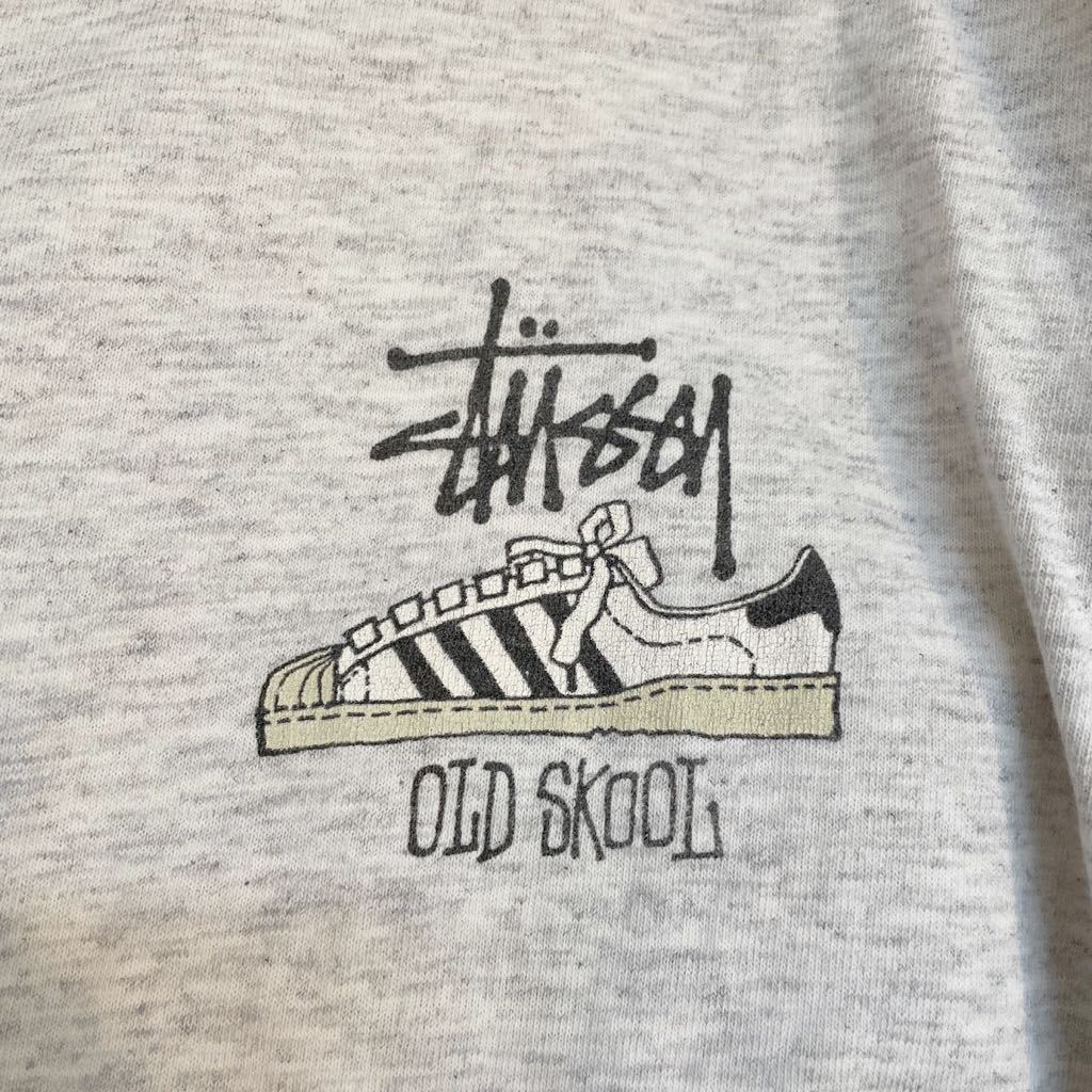 80'S ヴィンテージ STUSSY ステューシー 黒タグ USA製 スーパースターTシャツ L 霜灰