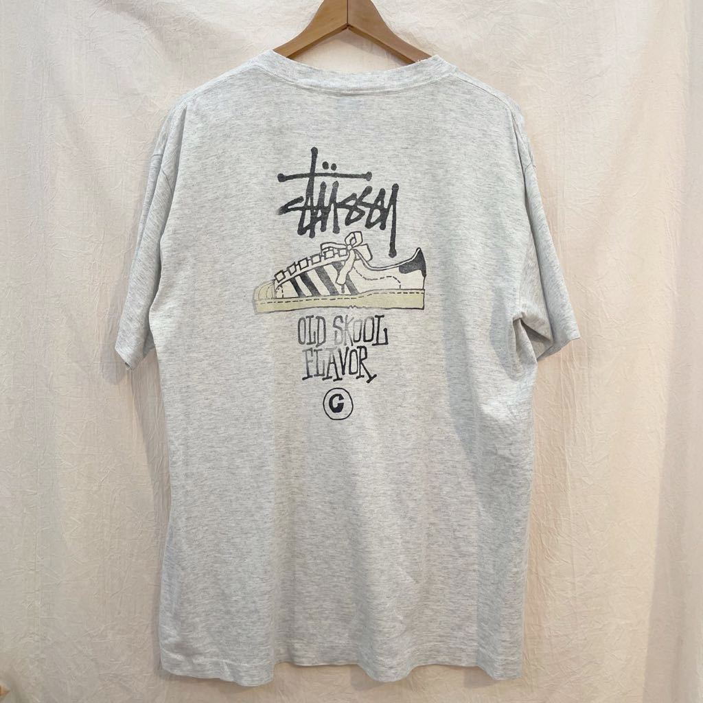 80'S ヴィンテージ STUSSY ステューシー 黒タグ USA製 スーパースターTシャツ L 霜灰