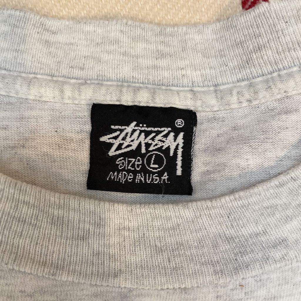 80'S ヴィンテージ STUSSY ステューシー 黒タグ USA製 スーパースターTシャツ L 霜灰