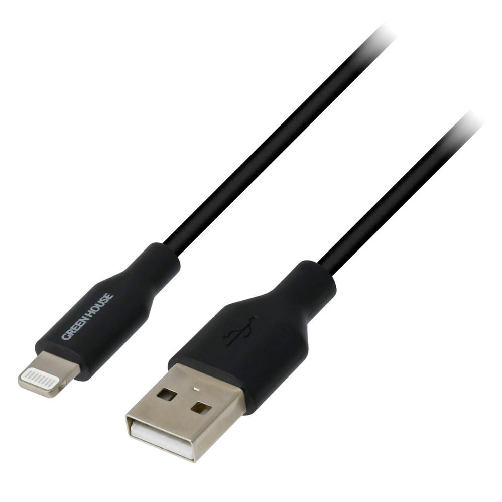 送料無料メール便 ライトニングケーブル USB Type-A to Lightning グリーンハウス １メートル ブラック GH-ALTUG100-BK/4761ｘ１本_画像1